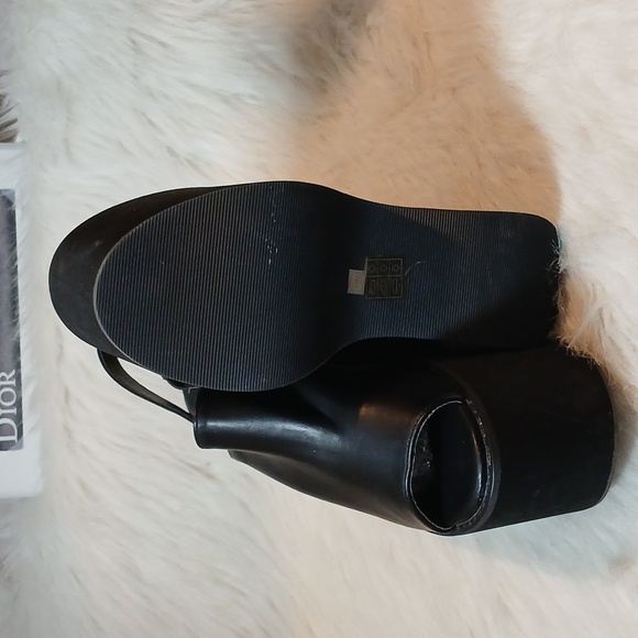 N.Y.L.A. Black Slingback Open Toe Mules Shoes Sz 10 - Picture 7 of 10